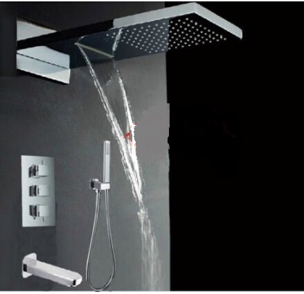 Lorient Thermostatic Chrome Square Rain Wall Mounted Bathroom Shower Set